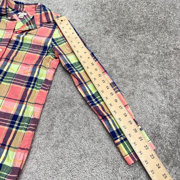 J.Crew Shirt Womens XXS Multicolor Plaid Button Down Long Sleeve Cotton Casual - Picture 9 of 11